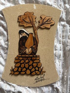 Handcrafted Woman with Vase Wall Art - Brown